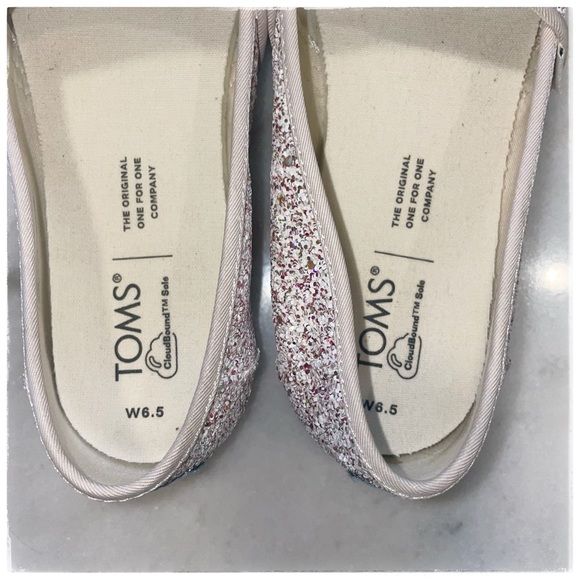 TOMS Ash Canvas Women’s Classic Natural Glitter Size 6.5 - Picture 2 of 5